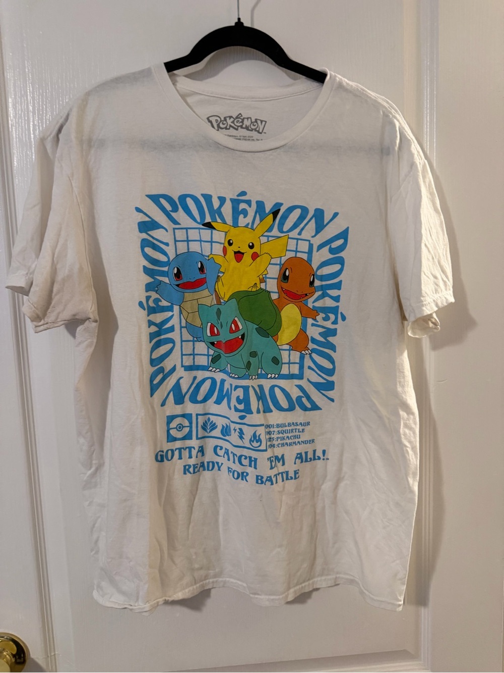 Nintendo White Short-Sleeve Tee with Pikachu, Bulbasaur, Squirtle & Charmander